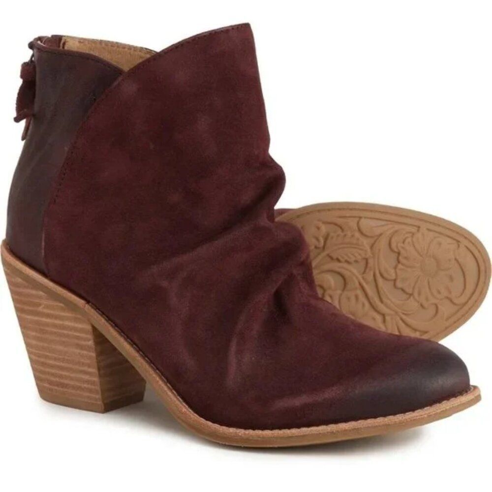 Sofft Women’s Teyton Mosto Red Cordovan Ruched Stacked Heel Ankle Boots Sz 6